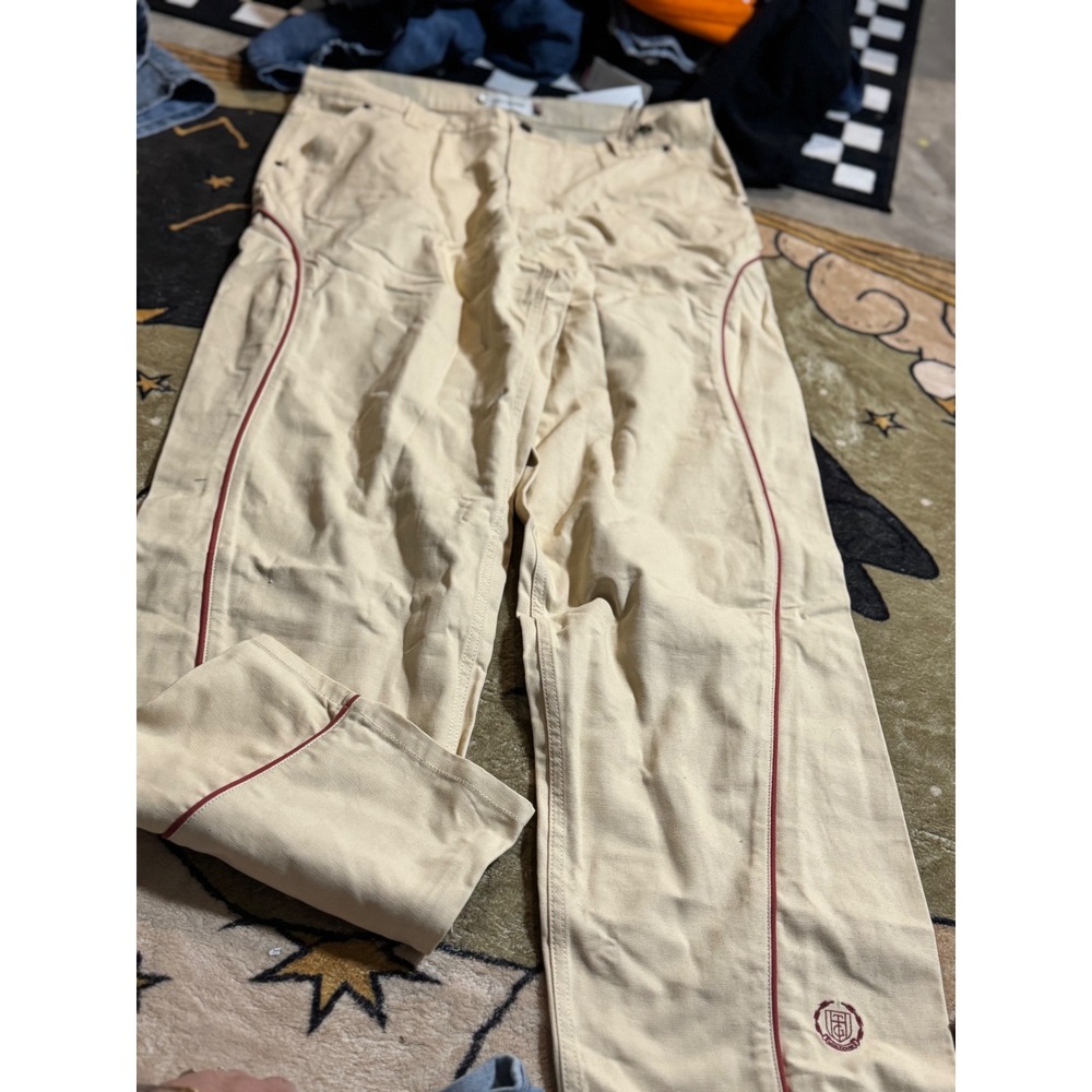 HONOR THE GIFT Canvas Piping Pants, Size 36, Bone, Red Trim, Designer